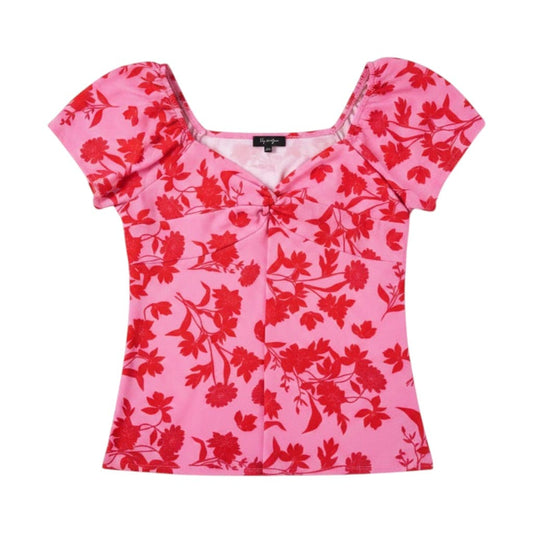 HAUT ROSE AVEC FLORAL ROUGE X-LARGE