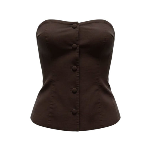 HAUT SANS MANCHES MARRON AVEC BOUTONS MEDIUM