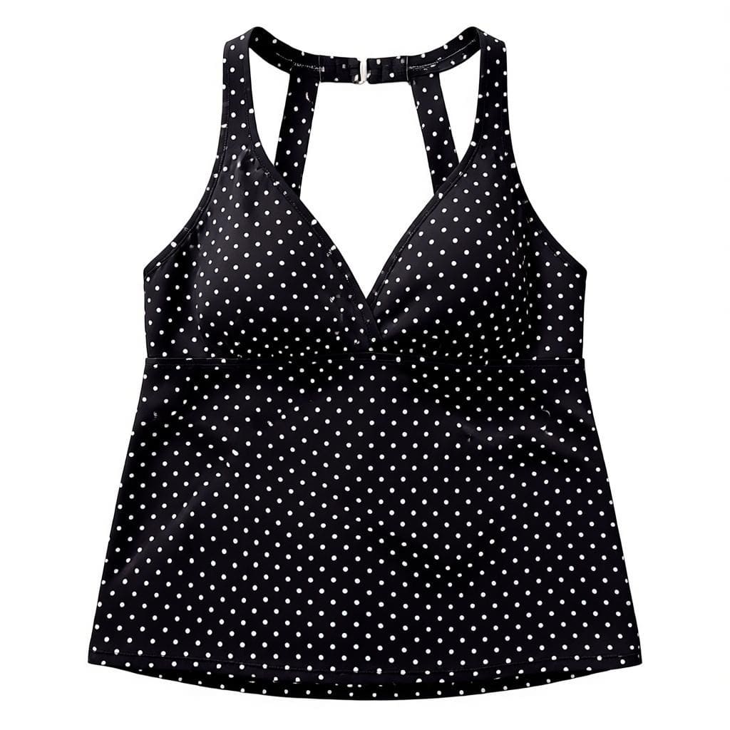 HAUT SANS MANCHES NOIR AVEC POINTS BLANC LARGE