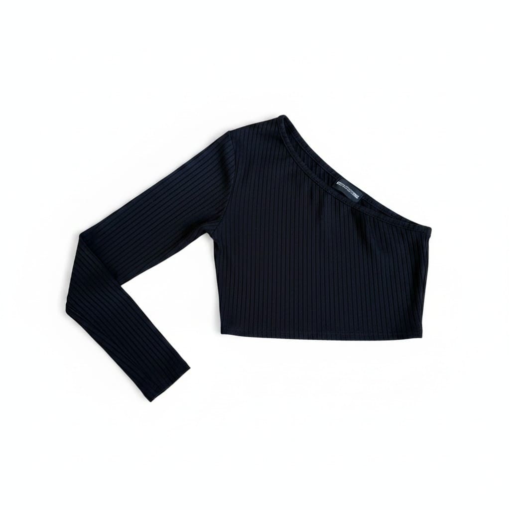 HAUT UNE MANCHE CROP NOIR X-SMALL / SMALL