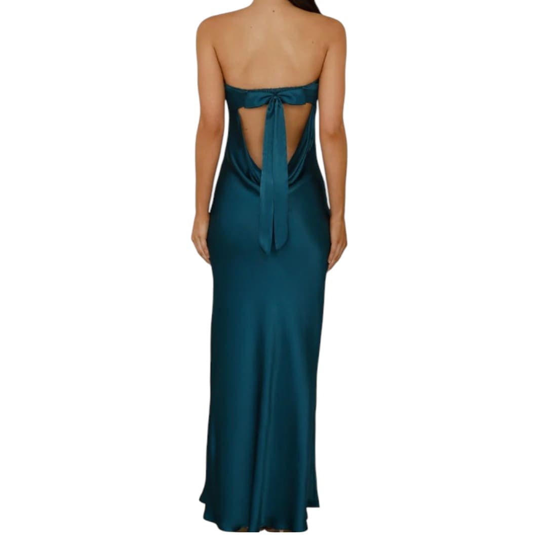 ROBE EN SATIN SANS MANCHES MAXI NEUVE HELLO MOLLY *DOS OUVERT* MEDIUM