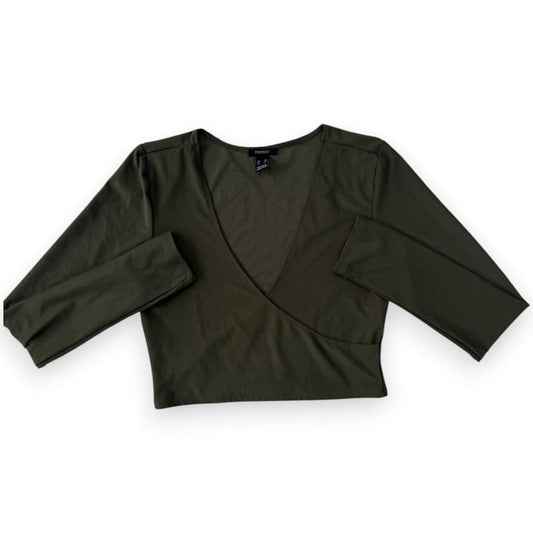 CROP TOP MANCHES LONGUES VERT KAKI X-LARGE