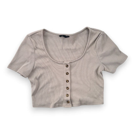 CROP TOP T-SHIRTS BEIGE AVEC BOUTONS MEDIUM