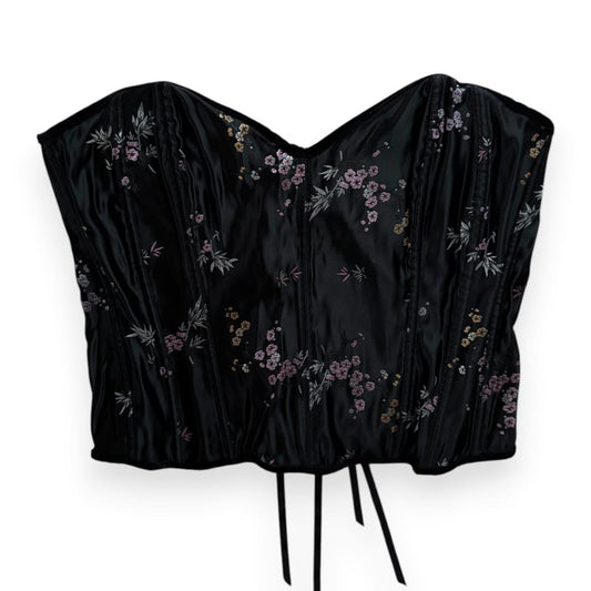 CORSET NOIR AVEC FLEURS ADDITION ELLE 2X-LARGE