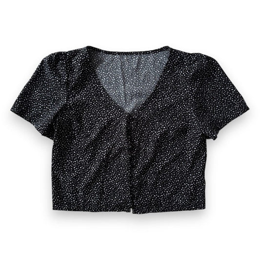 CROP TOP T-SHIRTS NOIR LÉGER AVEC POINTS BLANCS SMALL