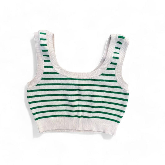 CROP TOP CAMISOLE LIGNÉ VERT ET CRÈME SIMONS SMALL