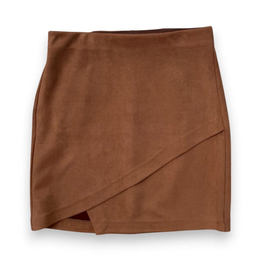 JUPE TAILLE HAUTE EN SUÈDE MARRON DYNAMITE SMALL