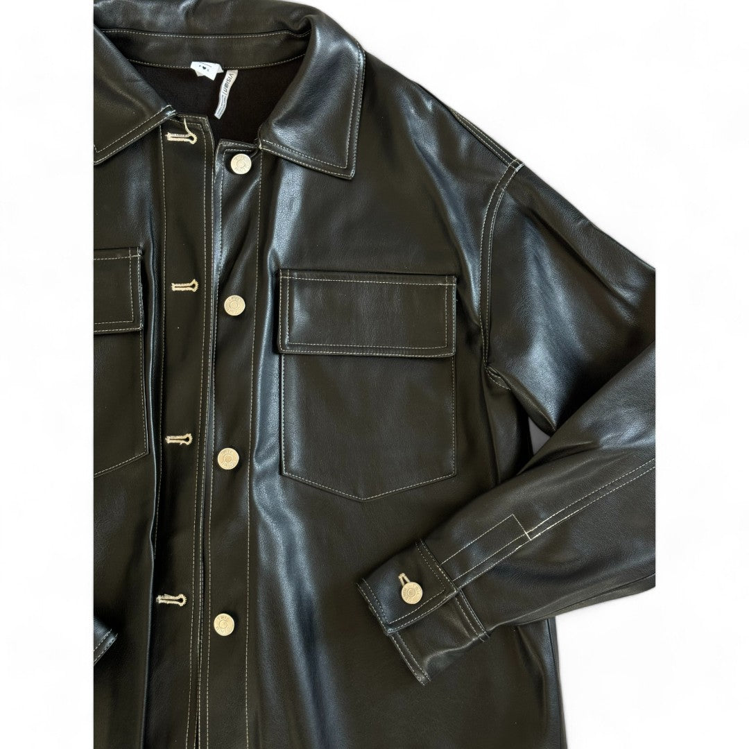 VESTE FAUX CUIR NOIR SIMONS SMALL