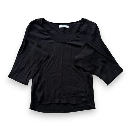 BLOUSE NOIRE AVEC DENTELLE MANGO X-SMALL