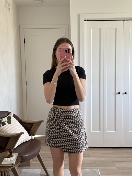 JUPE MARRON ET BLANCHE SIMONS X-SMALL