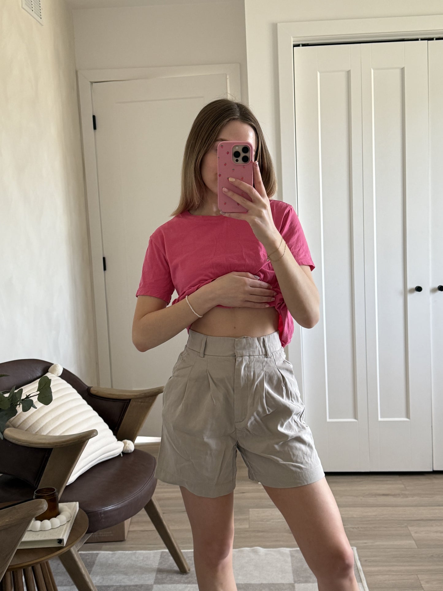 SHORTS TAILLE HAUTE CRÈME / TAUPE DYNAMITE X-XSMALL