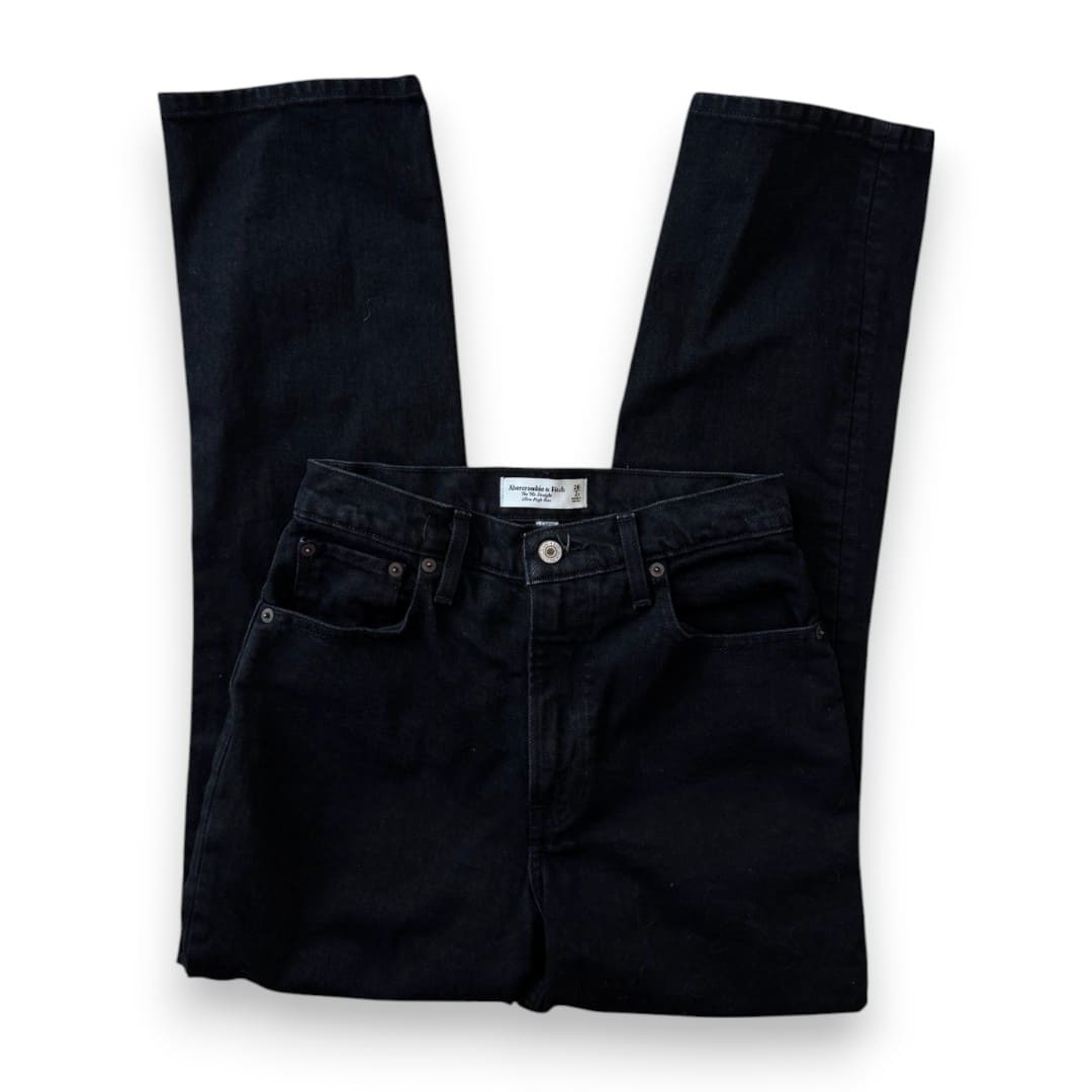 MOM JEANS TAILLE HAUTE NOIRE ABERCROMBIE & FITCH X-SMALL