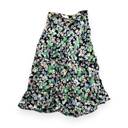 JUPE TAILLE HAUTE FLEURIE VERT-NOIRE-BLEU-ORANGE H&M X-SMALL