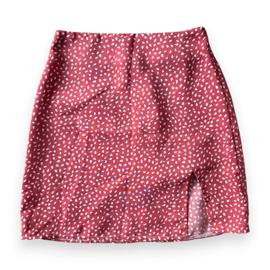 JUPE TAILLE HAUTE ROSE AVEC POINTS BLANCS LÉGÈRE X-SMALL