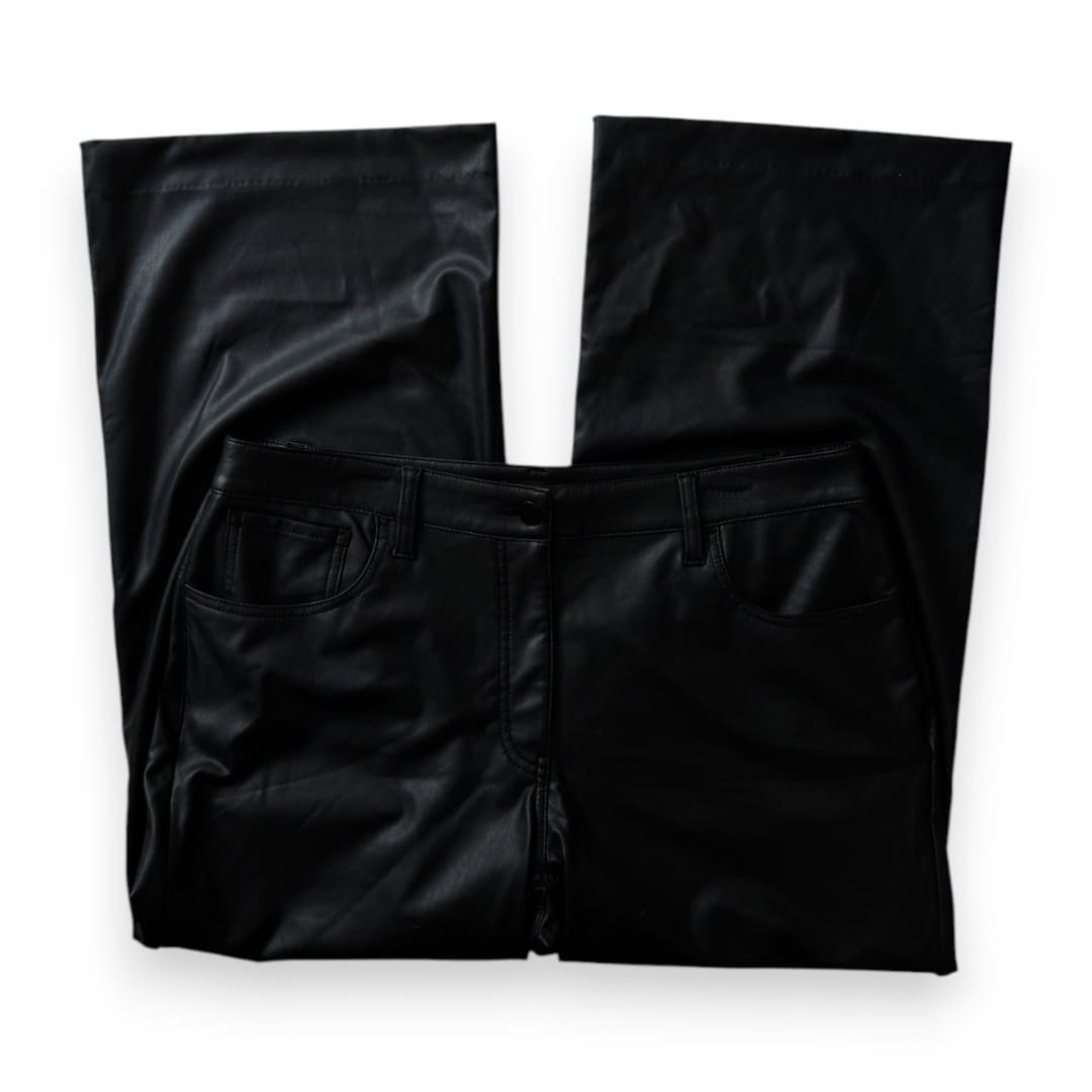 PANTALONS TAILLE HAUTE PATTES ÉVASÉS NOIR FAUX CUIR REITMANS 1X-LARGE