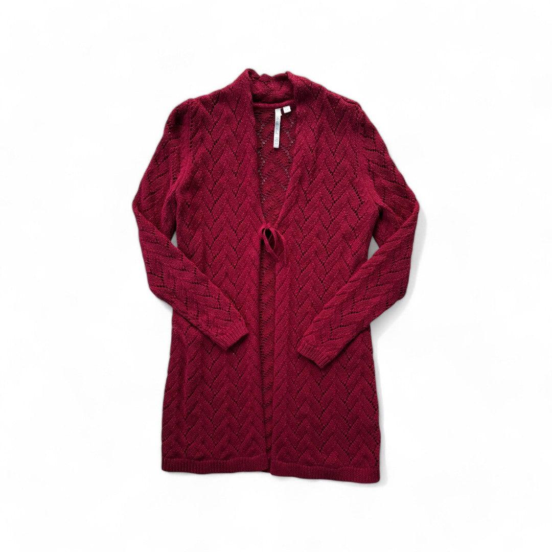 CARDIGAN EN LAINE OUVERT ROUGE/BOURGOGNE SMALL