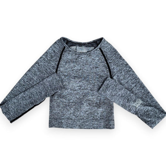 CHANDAIL MANCHES LONGUES DE SPORTS GRIS CROP TOP PINK X-SMALL