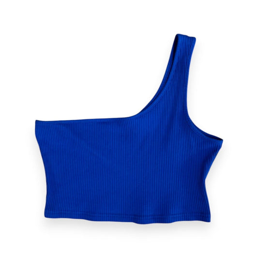 CROP TOP UNE MANCHE BLEU LARGE
