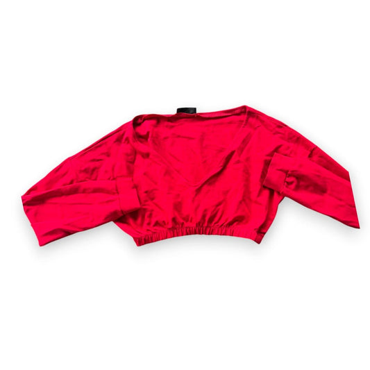 CROP TOP MANCHES LONGUES ROUGE COL V LUX LARGE