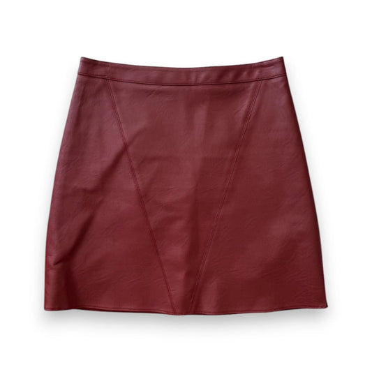 JUPE EN FAUX CUIR TAILLE HAUTE MARRON SIMONS SMALL