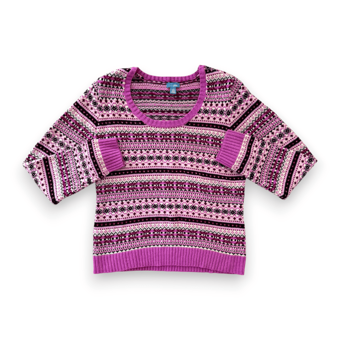 CHANDAIL MANCHES LONGUES ROSE AVEC MOTIFS LARGE