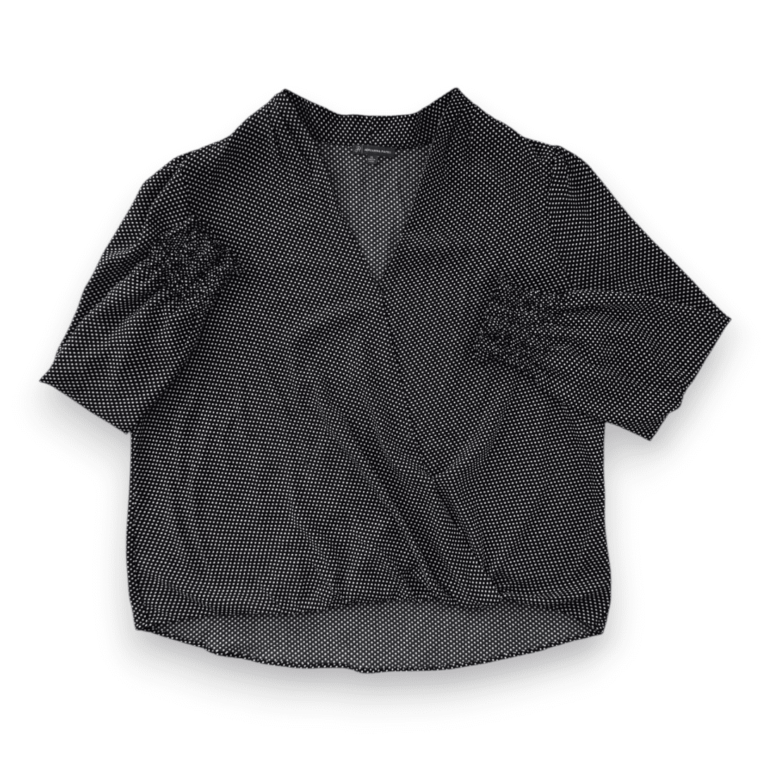 BLOUSE MANCHES LONGUES NOIR COL V AVEC POINTS BLANCS X-LARGE