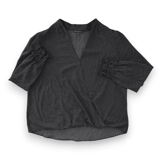 BLOUSE MANCHES LONGUES NOIR COL V AVEC POINTS BLANCS X-LARGE