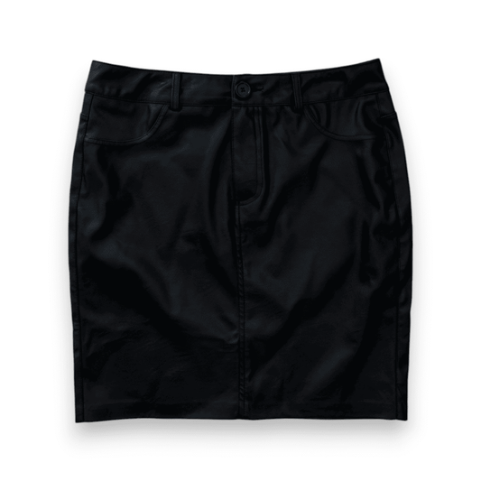 JUPE TAILLE HAUTE FAUX CUIR NOIR MEDIUM