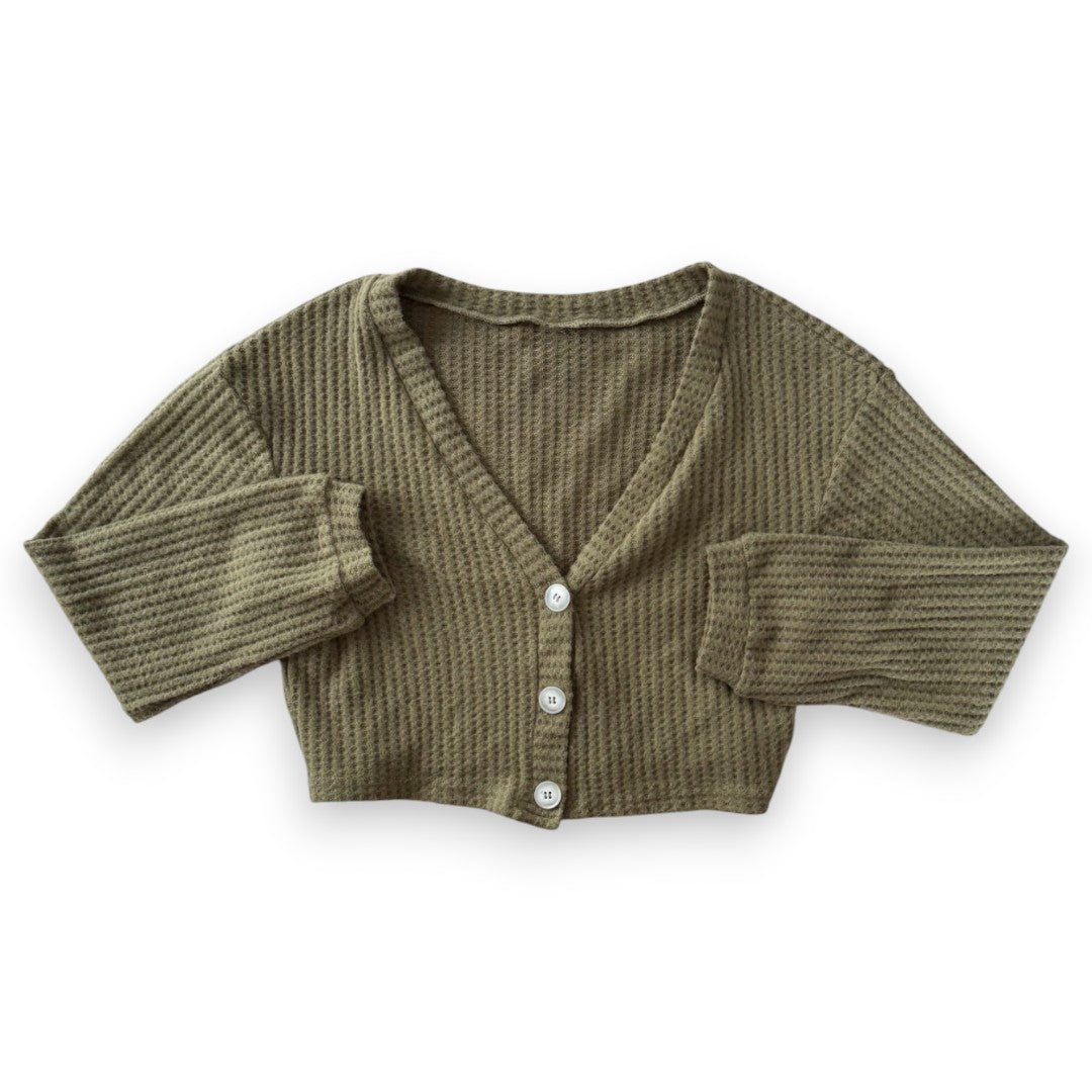 CROP TOP MANCHES LONGUES LÉGER SAUGE AVEC BOUTONS X-SMALL
