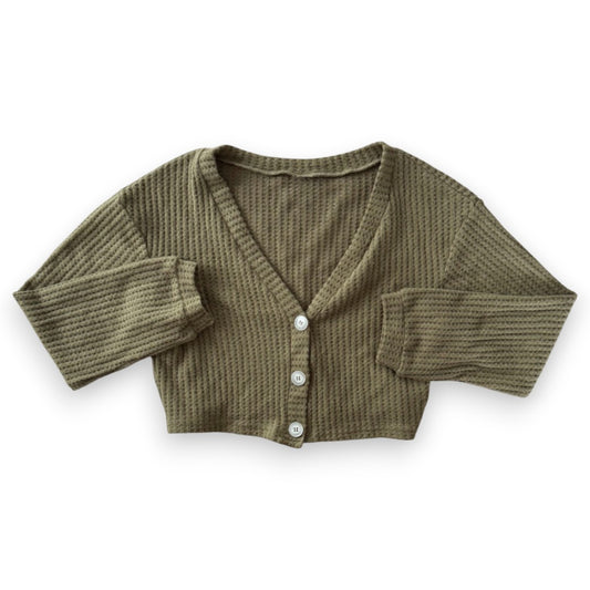 CROP TOP MANCHES LONGUES LÉGER SAUGE AVEC BOUTONS X-SMALL