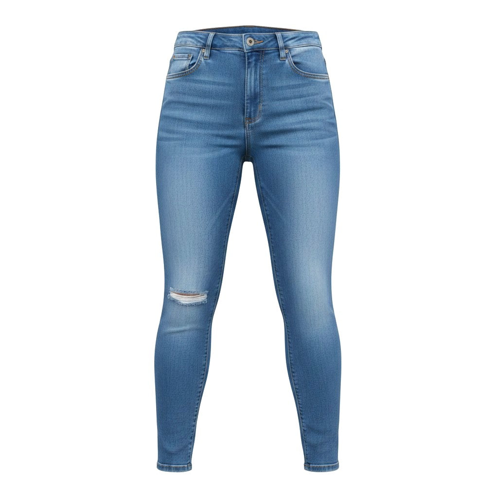 JEANS TAILLE HAUTE AVEC TROU X-SMALL
