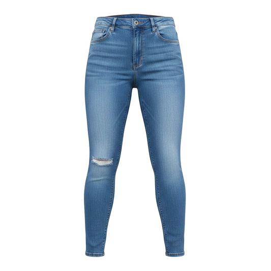 JEANS TAILLE HAUTE AVEC TROU X-SMALL