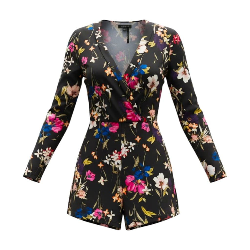 JUMPSUITS NOIR AVEC DES FLEURS DYNAMITE X-SMALL