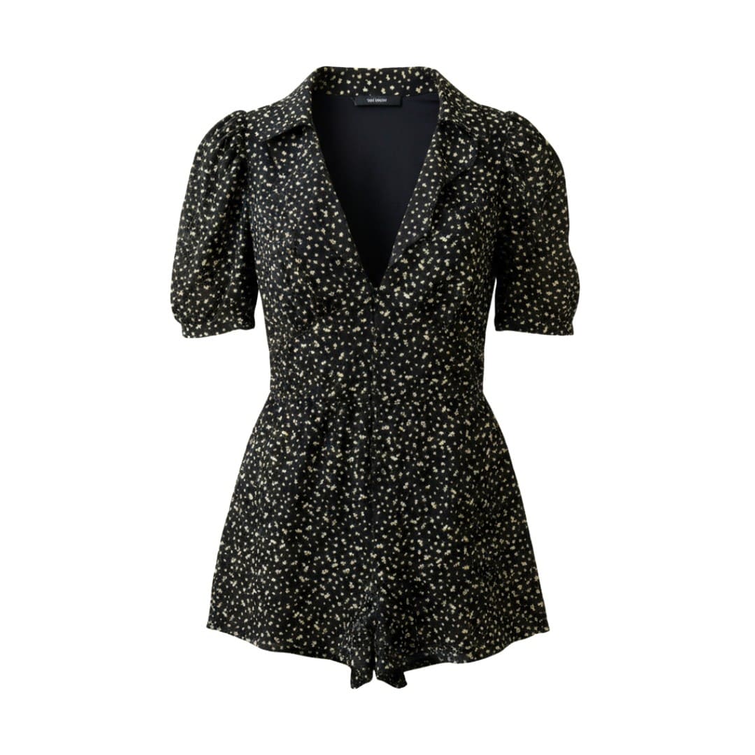 JUMPSUITS NOIR AVEC FLEURS JAUNE H&M SMALL