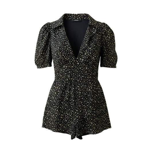 JUMPSUITS NOIR AVEC FLEURS JAUNE H&M SMALL