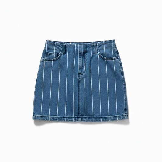 JUPE EN JEANS AVEC LIGNES BLANCHE SIMONS MEDIUM