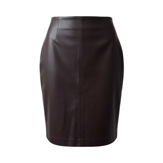 JUPE MARRON TAILLE HAUTE FAUX CUIR SIMONS X-SMALL