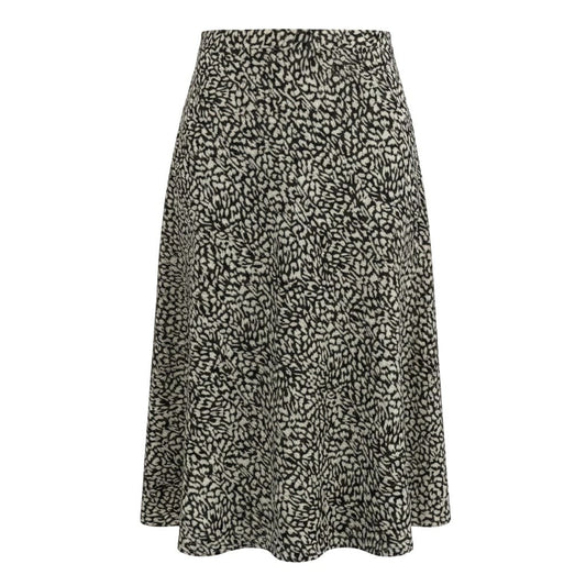 JUPE MI-LONGUE TAILLE HAUTE BEIGE MOTIFS NOIR RW&CO SMALL