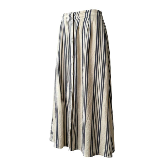 JUPE TAILLE HAUTE CRÈME LIGNÉ GRIS MI LONGUE SIMONS X-SMALL