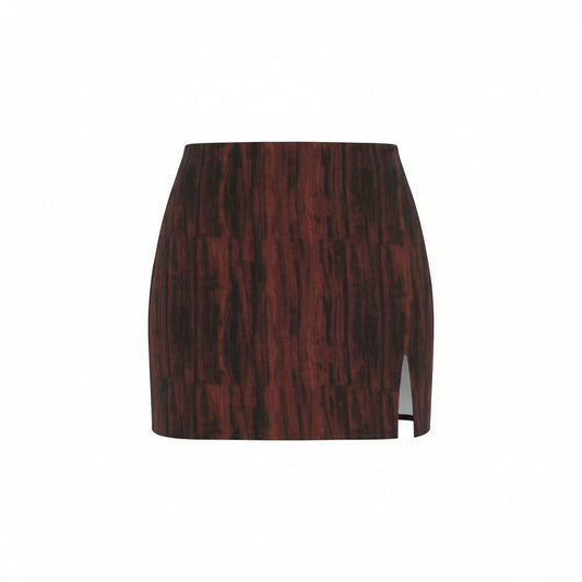 JUPE TAILLE HAUTE MARRON X-SMALL