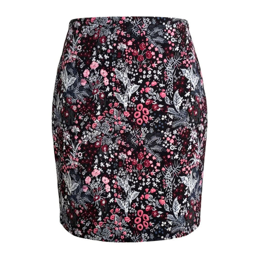 JUPE TAILLE HAUTE NOIR AVEC FLEURS BRODÉS H&M MEDIUM