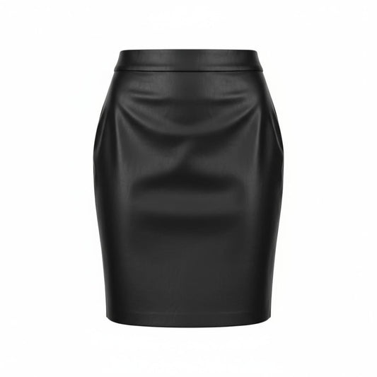 JUPE TAILLE HAUTE NOIRE FAUX CUIR DYNAMITE X-SMALL