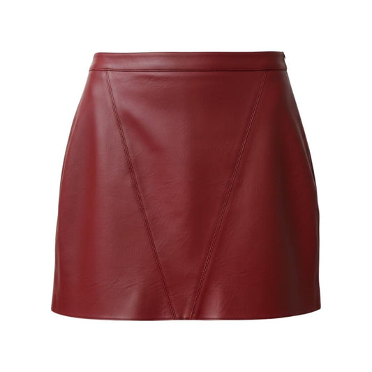 JUPE EN FAUX CUIR TAILLE HAUTE MARRON SIMONS SMALL