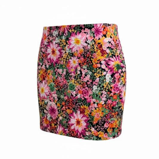 JUPE TAILLE HAUTE NEUVE FLORAL ROSE H&M SMALL