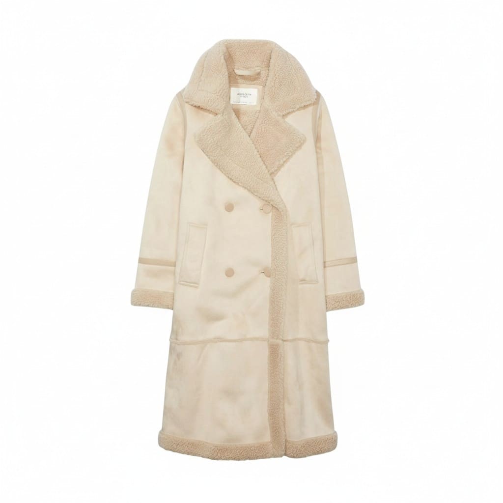 MANTEAU MI-LONG SUEDE ET POIL CRÈME AMERICAN EAGLE X-LARGE