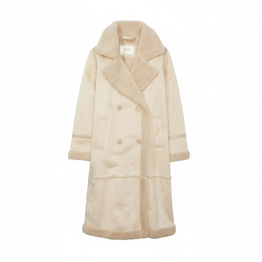 MANTEAU MI-LONG SUEDE ET POIL CRÈME AMERICAN EAGLE X-LARGE