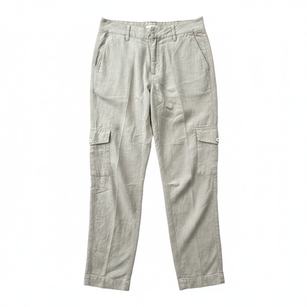 PANTALONS BEIGE TAILLE HAUTE STYLE LIN MEDIUM / LARGE