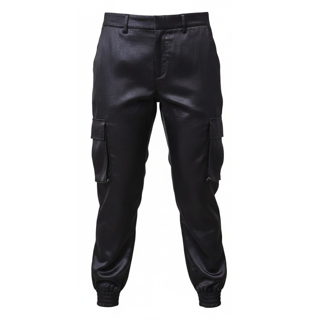 PANTALONS EN SATIN NOIR CARGO GUESS SMALL