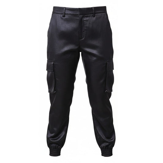 PANTALONS EN SATIN NOIR CARGO GUESS SMALL