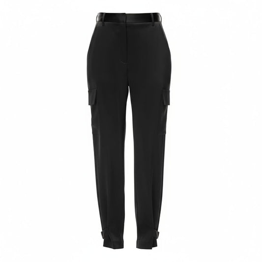 PANTALONS PROPRES NOIR STYLE CARGO SATIN NOIR BABATON MEDIUM